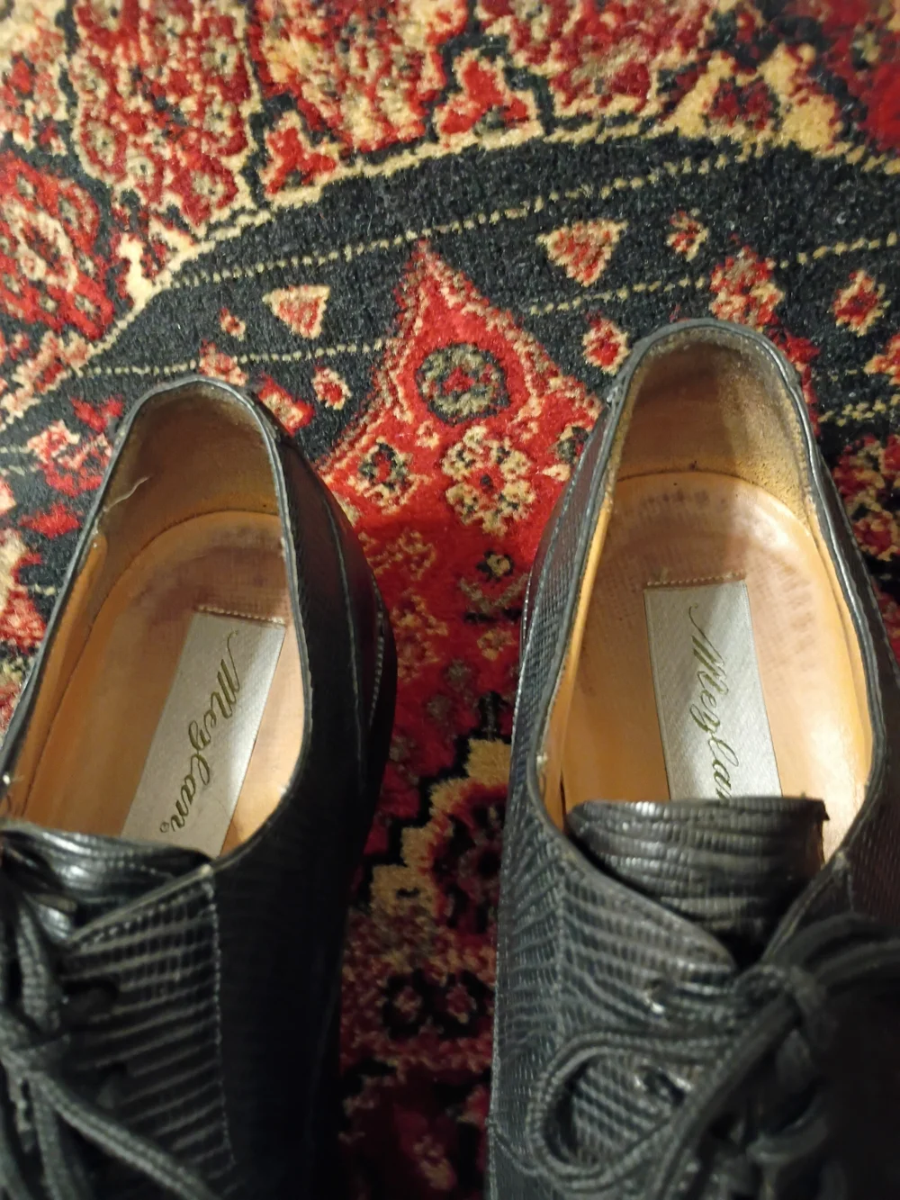 Mezlan Classic Men's Black Lizard Lace-Up Dress Shoes Size 10